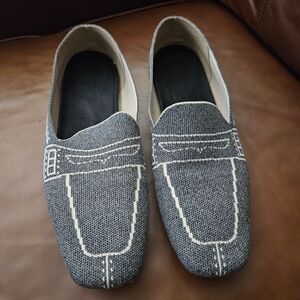 VIVAIA Loafer Sierra Gray Cream Square-Toe Patterned Size EU 42